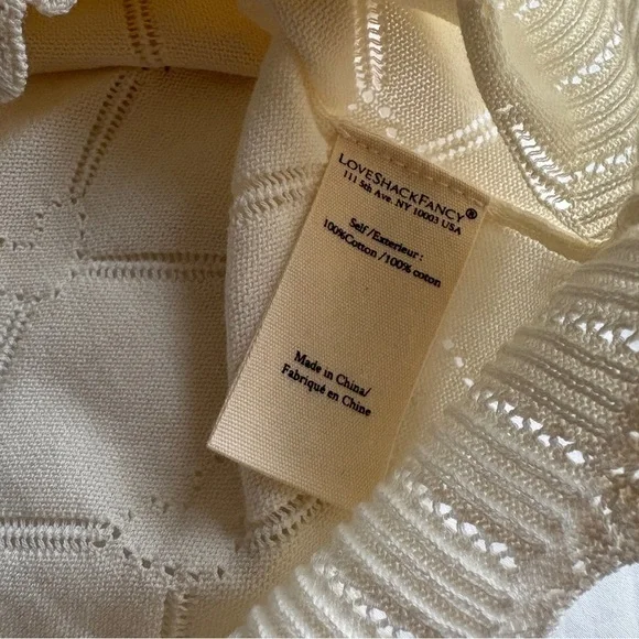 NWT LoveShackFancy Petra Knit Heart Argyle Cardigan Parchment Cream Ivory | S - Picture 13 of 14